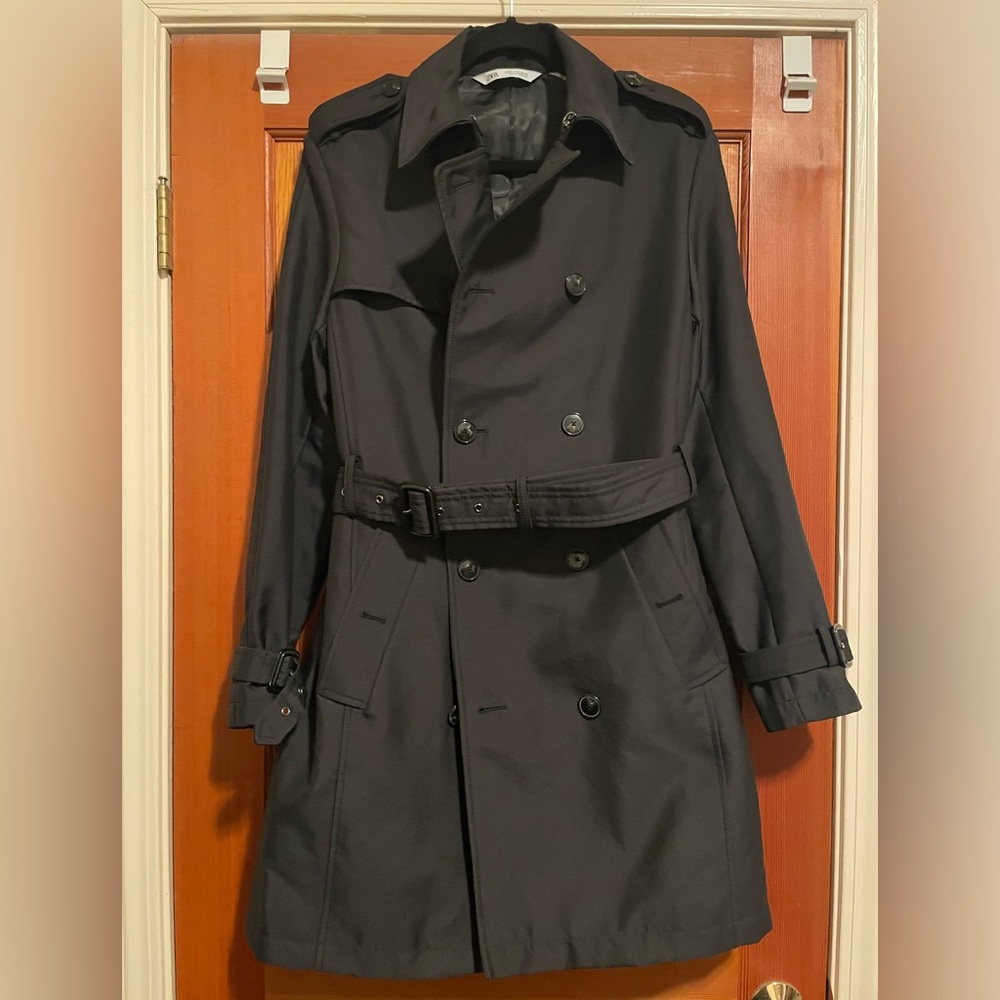 Zara Men’s Trench Coat Black Size Medium